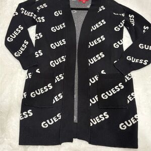 GUESS Black and White Logo Cardigan
